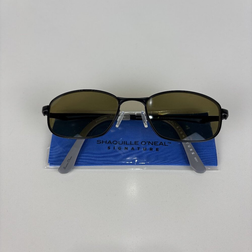 Shaquille O'Neal Black Gray Thin Rim Brown Tint Sunglass Pair Sunglasses Cloth